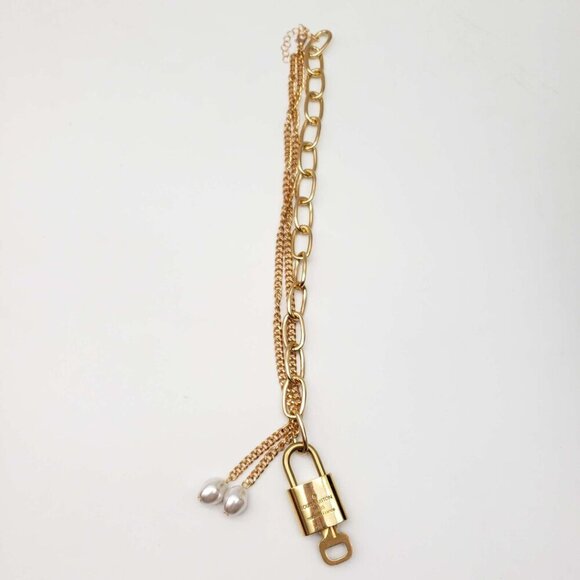 Authentic Louis Vuitton Lock and Key Gold Color with Gold Plated Chain Necklace - Picture 6 of 6